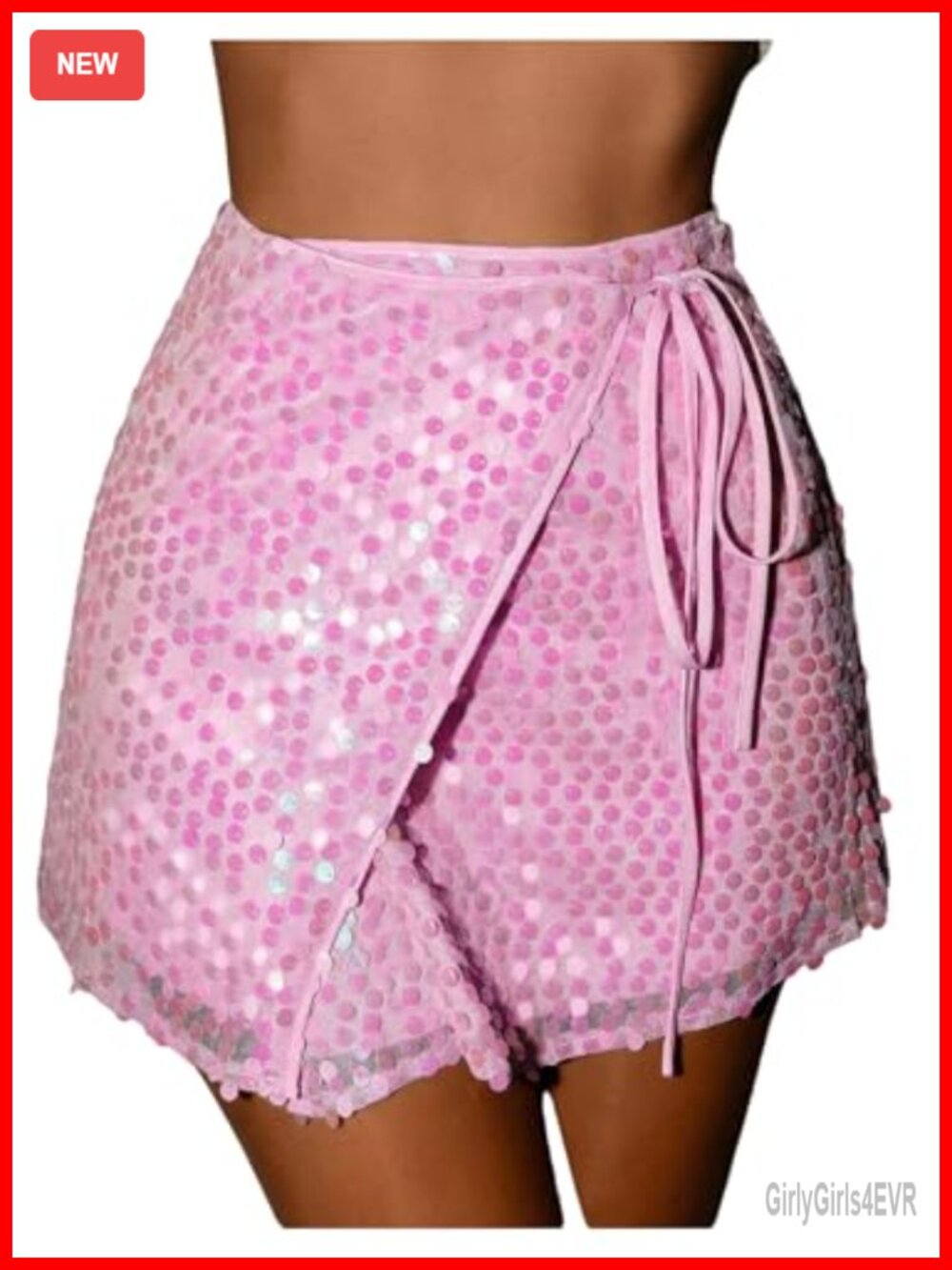 Sparkly Sequin Mini Skirt High Waisted Wrap Tie Side Summer Club Outfit
